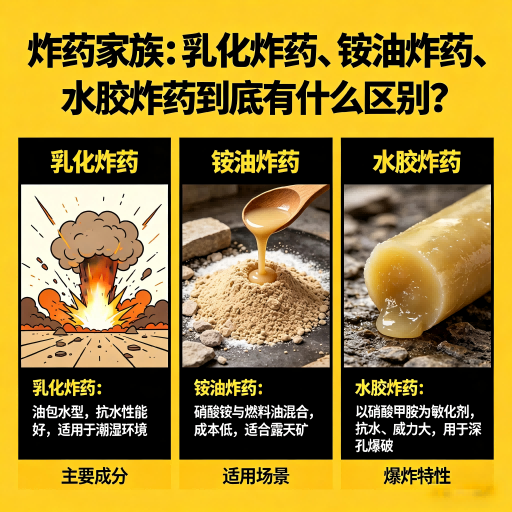 武乡炸药家族：乳化炸药、铵油炸药、水胶炸药到底有什么区别？